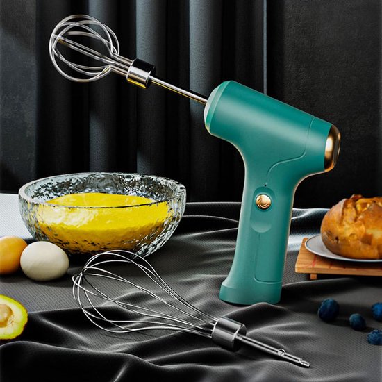 Elektrische Handmixer - Keukenmixer Garde - Bakken en Mixen - Draadloos Oplaadbaar - 3 Snelheden - Groen — afbeelding 5