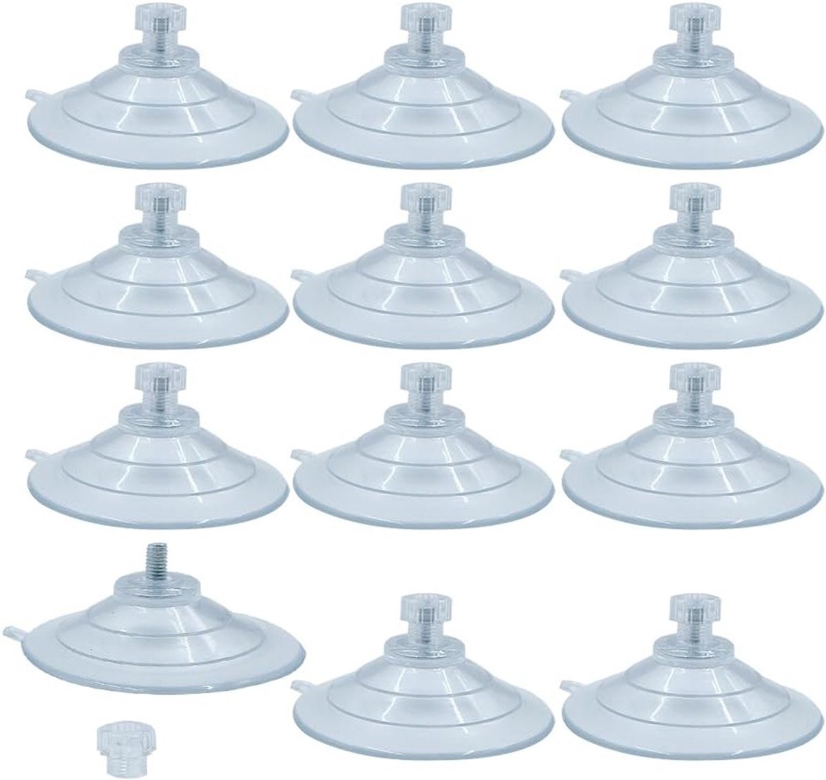 12 Stuks Doorzichtige PVC Zuignappen met Metaalschroef voor Auto, Badkamer en Raamdecoratie (8 * 60mm)