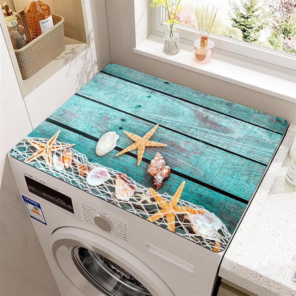 Wasmachine Droger Topmat - Apparaat Beschermhoes - Apparaten Beschermen - Snel Absorberend Sneldrogend - 40 x 60 cm - Houten Plank