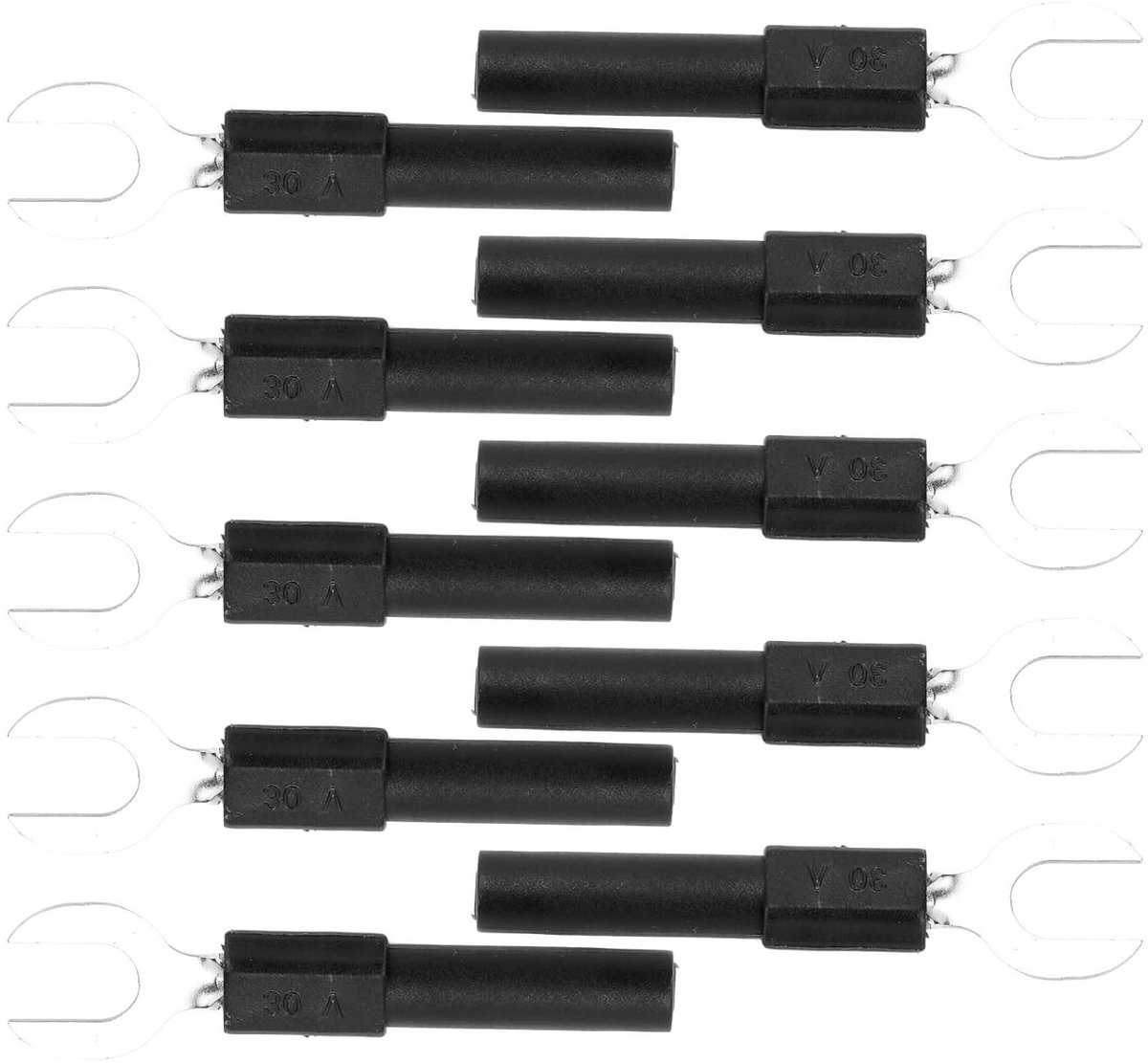 U-vormige banaanstekkers met U- en Y-type pinnen 6mm en 4mm veiligheidstekkers, set van 10 (blauw)