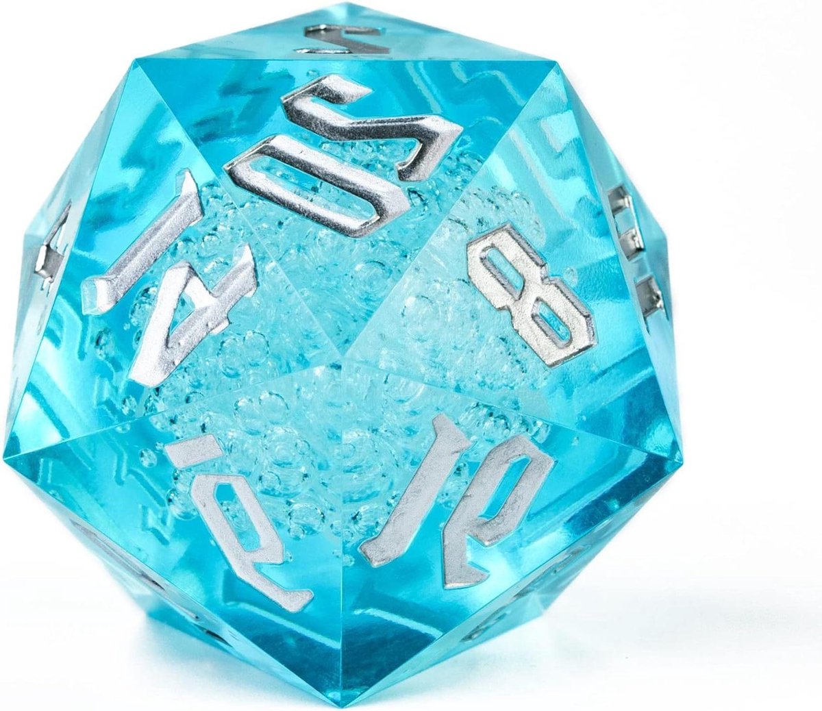 Veelvlakdobbelsteen - D20 dobbelsteen - Tafelspellen spelen - Extra grote dobbelsteen - 55mm - Transparant blauw