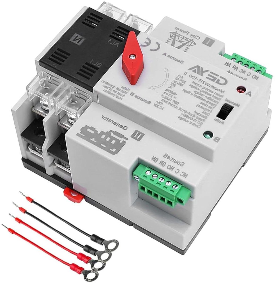 Automatische Transfer Schakelaar - Dubbele Voeding Schakelaar - Continuïteit Stroomvoorziening - Automatische Omschakeling - 63 A - Zwart