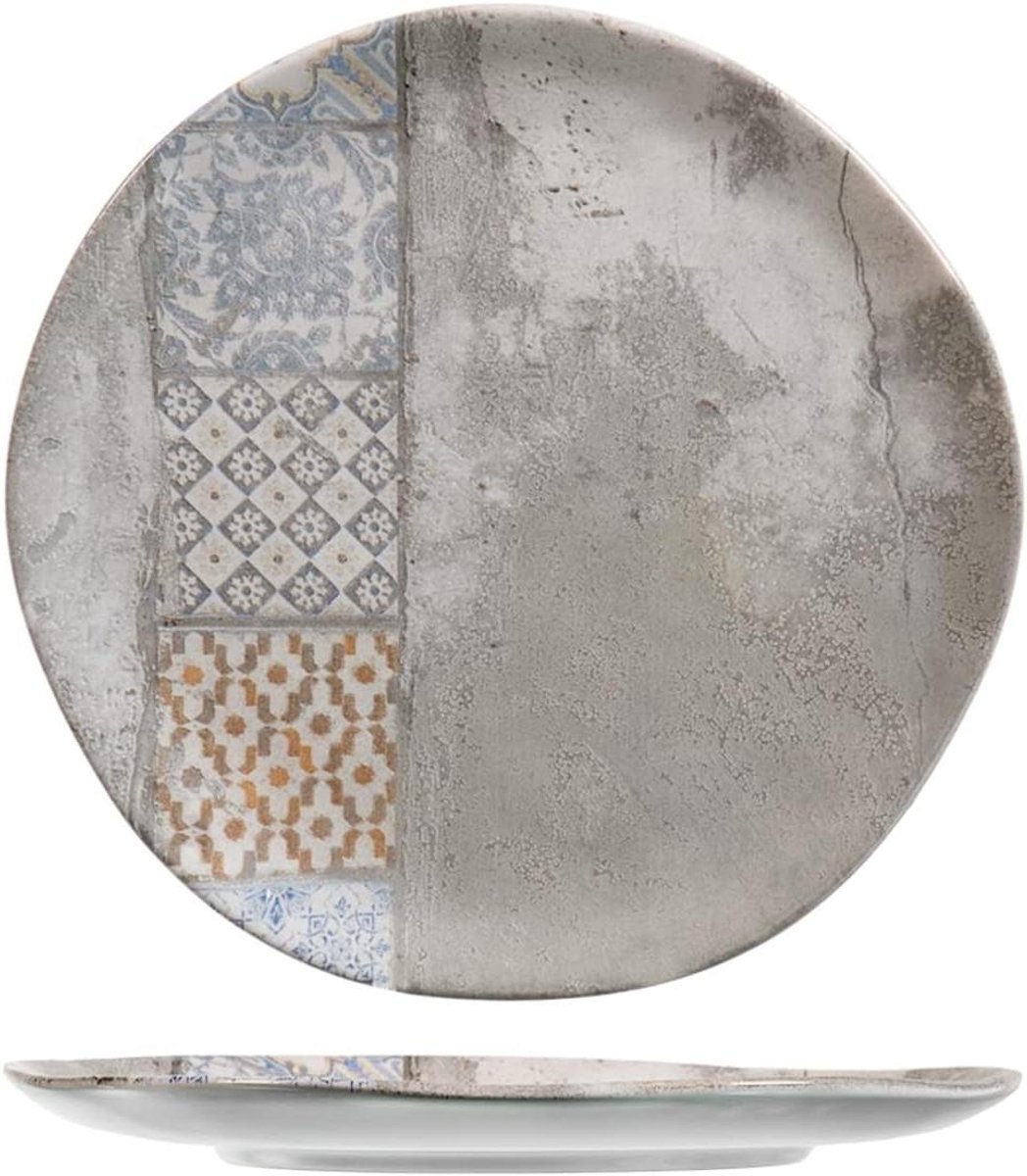 Dinerborden Set - Platte Borden - Tafel Dekken - Onregelmatige Vorm - 26 cm - Grijs