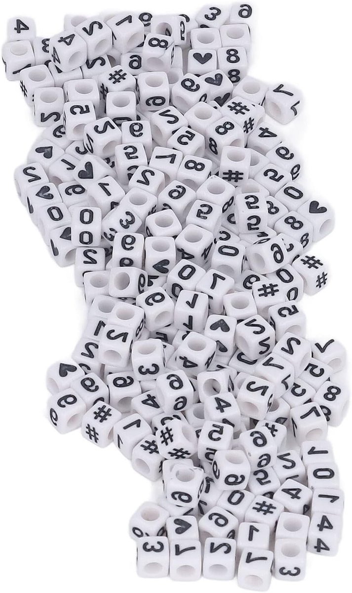 Witte Acryl Cijfers Kralen voor DIY Projecten - 300 Stuks Spacer Kralen voor Armbanden, Kettingen en Sleutelhangers, 7x7mm