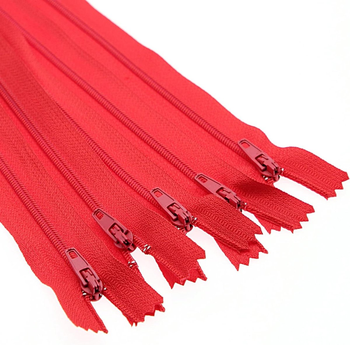 Nylon Ritsen - Sluitingen Naaien - Doe-het-zelf Knutselen - Gesloten Uiteinde - 23 cm - Rood en Blauw