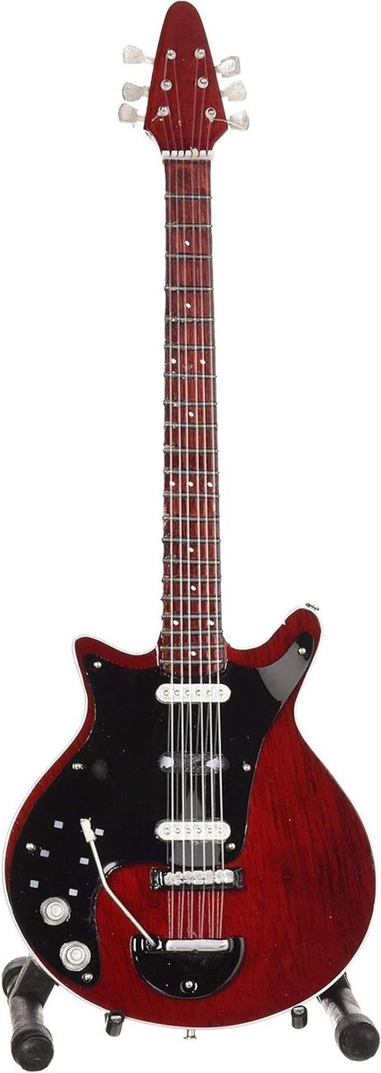 Miniatuur Gitaar Replica - Verzamelgitaar Hout - Muziek Decoratie - Handgemaakt Hout - 25 cm - Rood