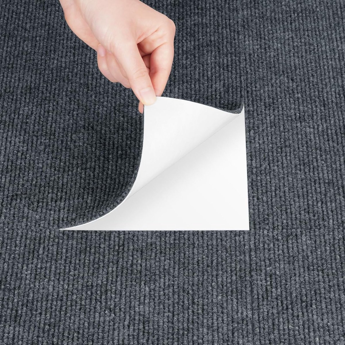 Zelfklevende Tapijttegels 30x30CM Wasbaar Grijs voor Thuis en Kantoor - Antislip Vloertegels voor Woonkamer, Slaapkamer en Hal - Set van 4 Tegels