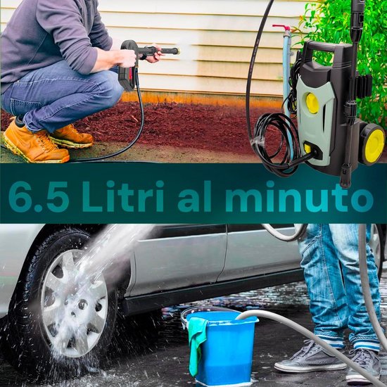 Hogedrukreiniger - Hoge drukspuit - Voertuigen Reinigen - Met Energiebesparend Systeem - 5 meter slang - Groen — afbeelding 5