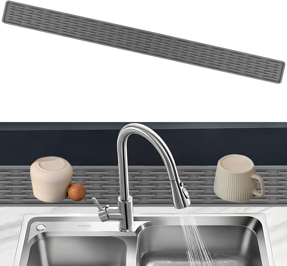 Keukenafvoer Mat 70 x 5 x 0.5 cm - Smalle Drainer voor Glazen Flessen, Vaatwasserbestendig en Waterdicht