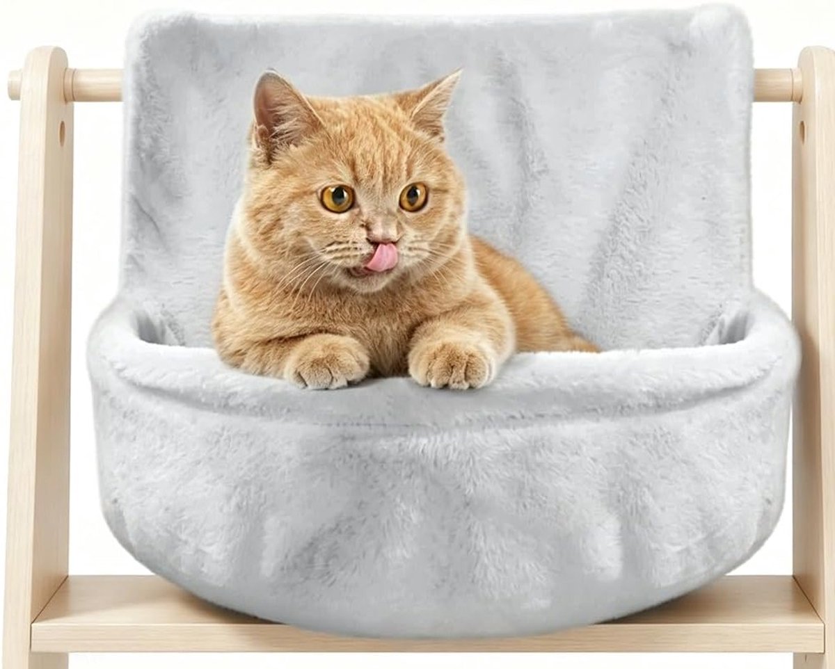 Warm kattenbed voor radiator, pluche kattenverwarmingsmat met metalen haken, wasbare hangm