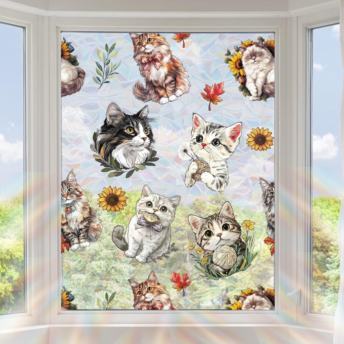 Cosensi- Raamfolie Glas-in-Lood 100x43 cm - Raamfolie Anti Inkijk - Raamfolie Statisch - Raamdecoratie - Raamfolie Kleurrijk - Duurzaam Vinyl