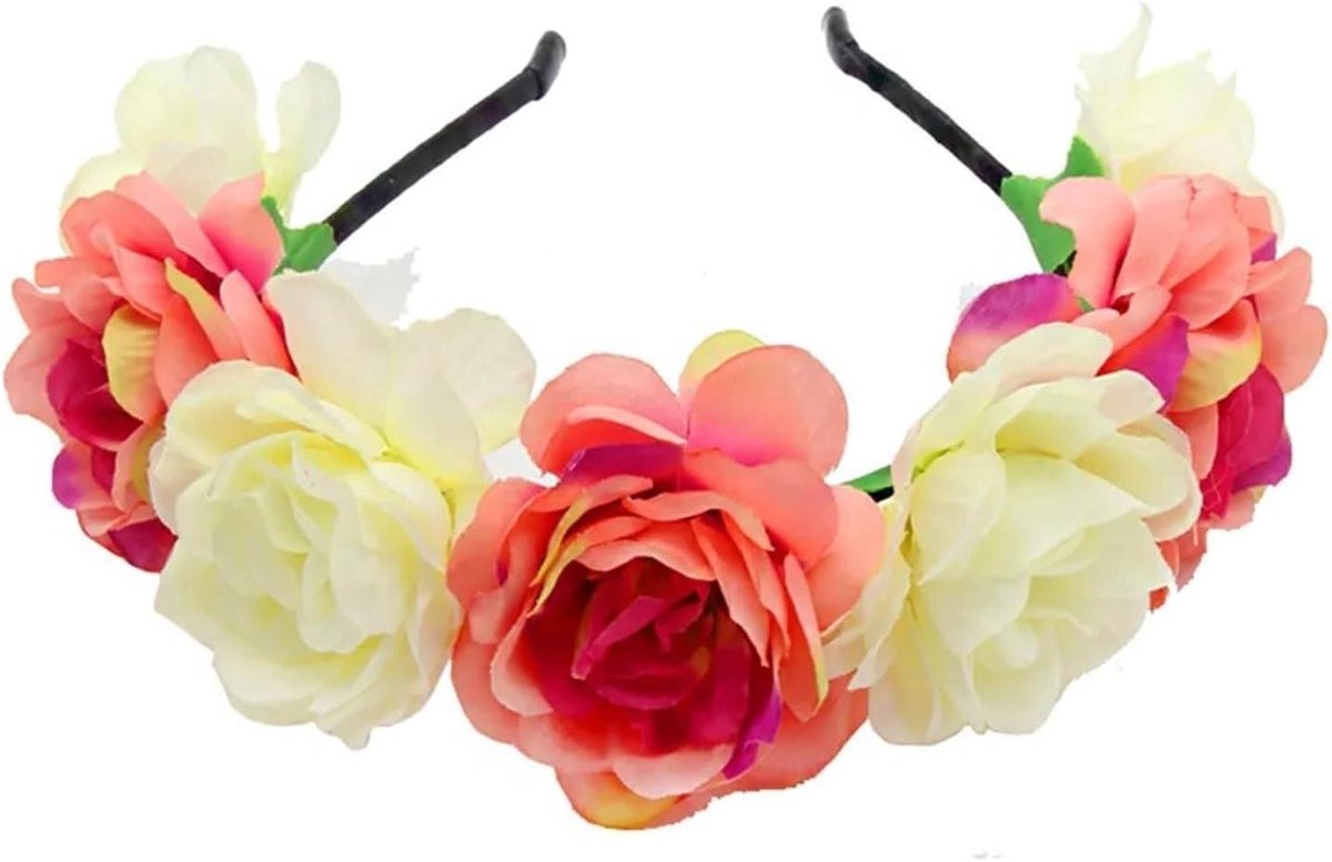 Bloemenkroon Hoofdband - Bloemenkrans Slinger - Feestelijke Aankleding - Handgemaakt Vakmanschap - 100 gram - Kleur 3