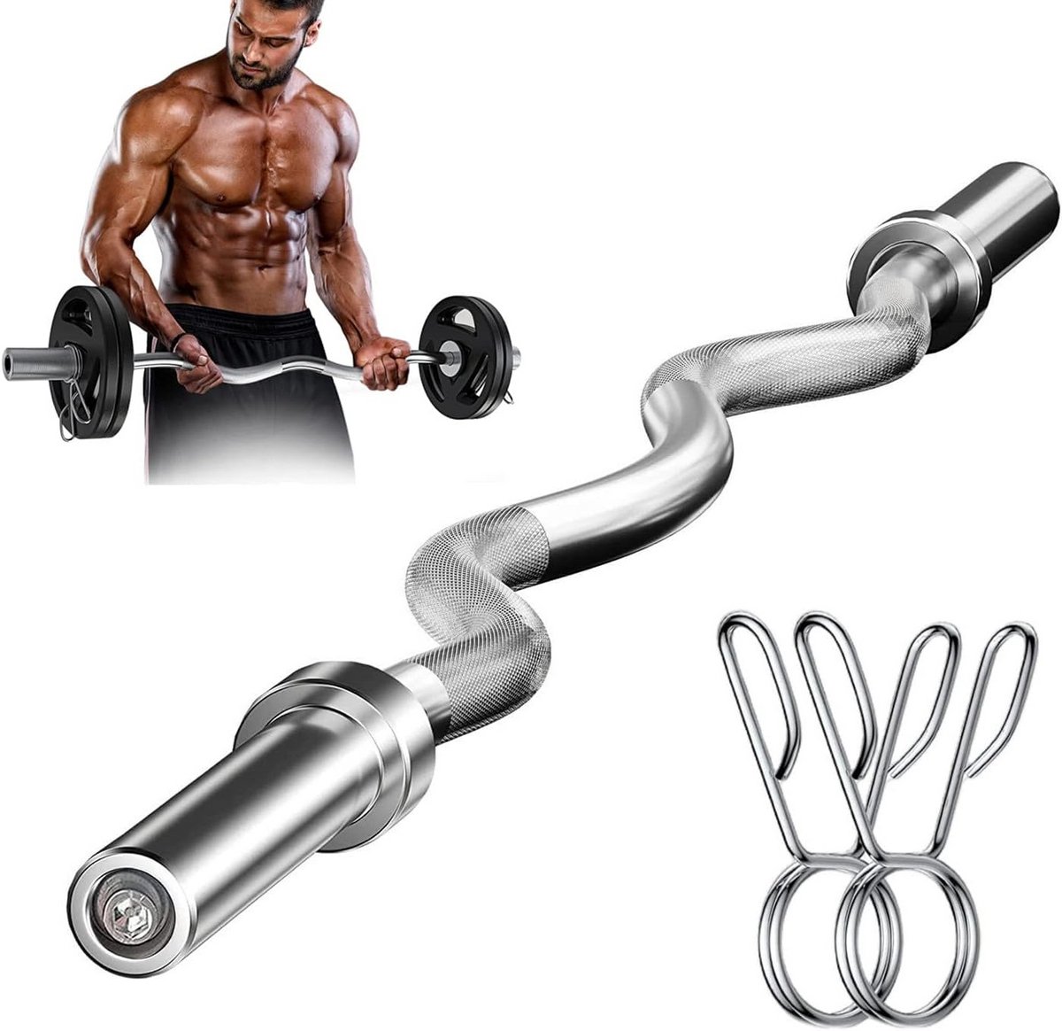 47 inch EZ-krulbalk 119 cm duurzame krulstang voor biceps triceps dips krachttraining