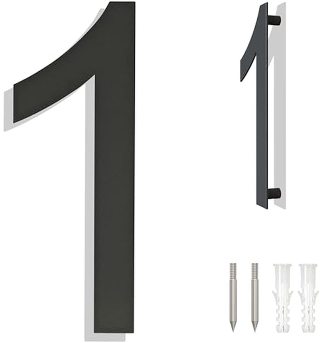 Moderne Huisnummers RVS - Drijvend Zwart Grijs - 6 Inch Hoogte - Arial