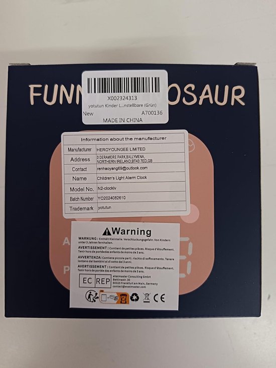 Digitale Kinderwekker met Nachtlampje, Timer en Snooze - Groene Dinosaurus Klok — afbeelding 3