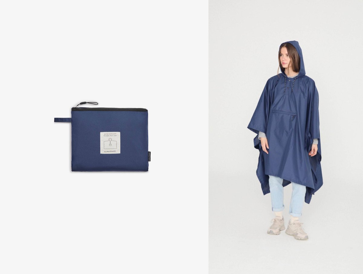 Clima Bisetti - Zelfopvouwbare Waterdichte Poncho - Spirit-Blauw