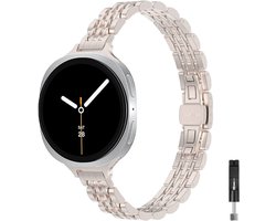 Stravo Slim RVS Schakelband – 7-Link Design – Elegante Dunne Horlogeband – Geschikt voor Samsung Galaxy Watch 9 (40/44mm) / Watch 8 (40/44mm) / 8 Classic (46mm) – Starlight