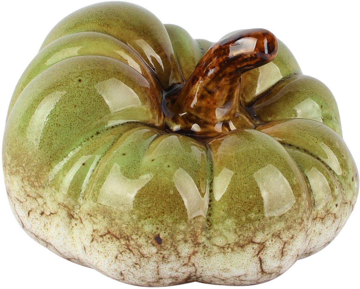 Dekoratief | Deco pompoen, groen, porselein, 13x13x8cm | A265869