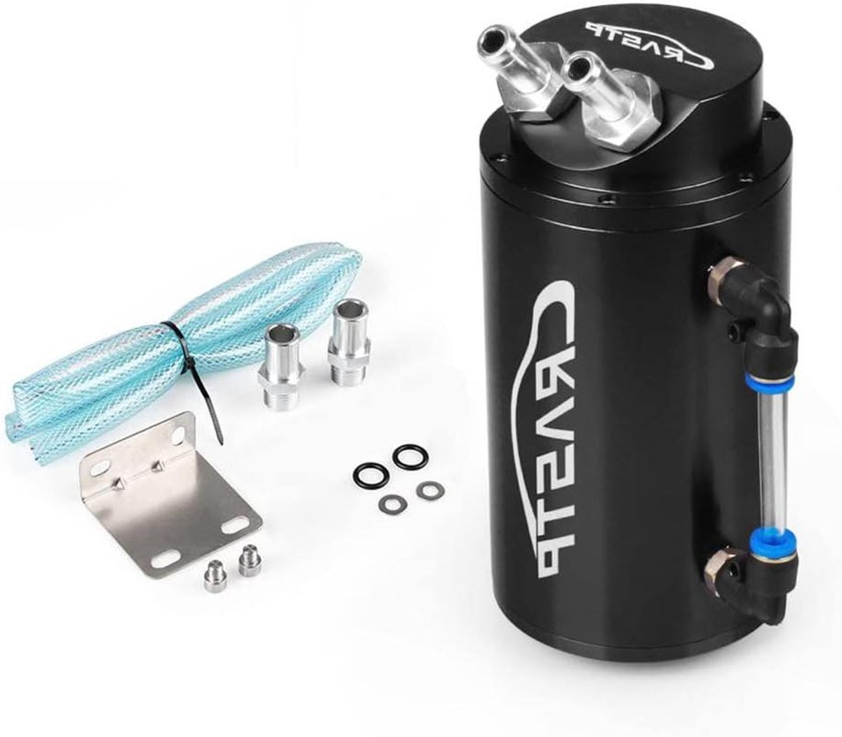 Olieafscheider Universeel - Olie Catcher Tank - Motoronderhoud - Aluminium Constructie - 300ml - Zwart
