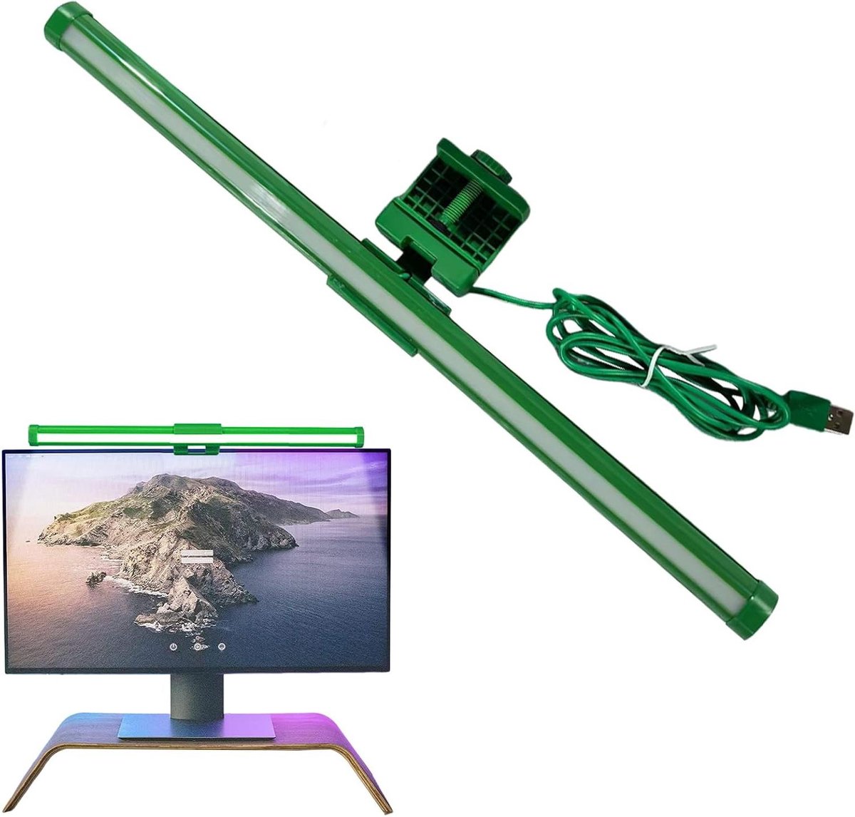 Monitor Verlichtingsbalk - Bureauverlichting - Oogcomfort - Asymmetrische Optische Technologie - 440 mm - Groen