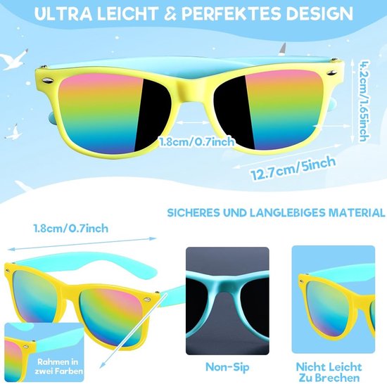 MTTproducts- Kinderzonnebrillen UV400-bescherming - 12 Stuks - Neonkleuren - Feestaccessoires - Grappige Partyzonnebrillen - Creatief Speelgoed - Feestzonnebrillen van Mttproducts — afbeelding 2