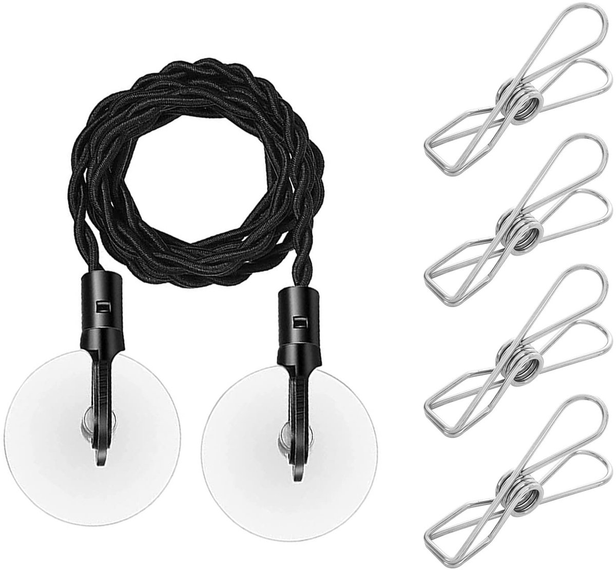 MTTproducts- Reiswaslijn Uittrekbaar 1,2 m - 2,8 m Rekbaar - 4 Roestvrijstalen Clips - Draagbaar - Reisaccessoires - Geschikt voor Outdoor Camping - Waslijn