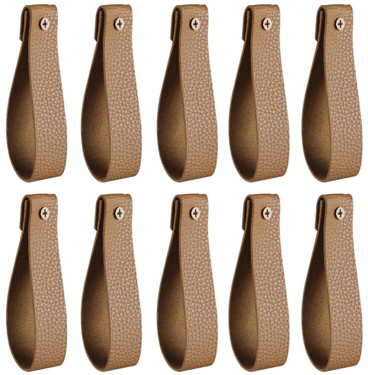 MTTproducts- Wandhaken 10 Stuks - PU-leer - Ophangriem - Eenvoudige Installatie - Hoge Draagkracht tot 10 kg - Voor Woonkamer/Slaapkamer