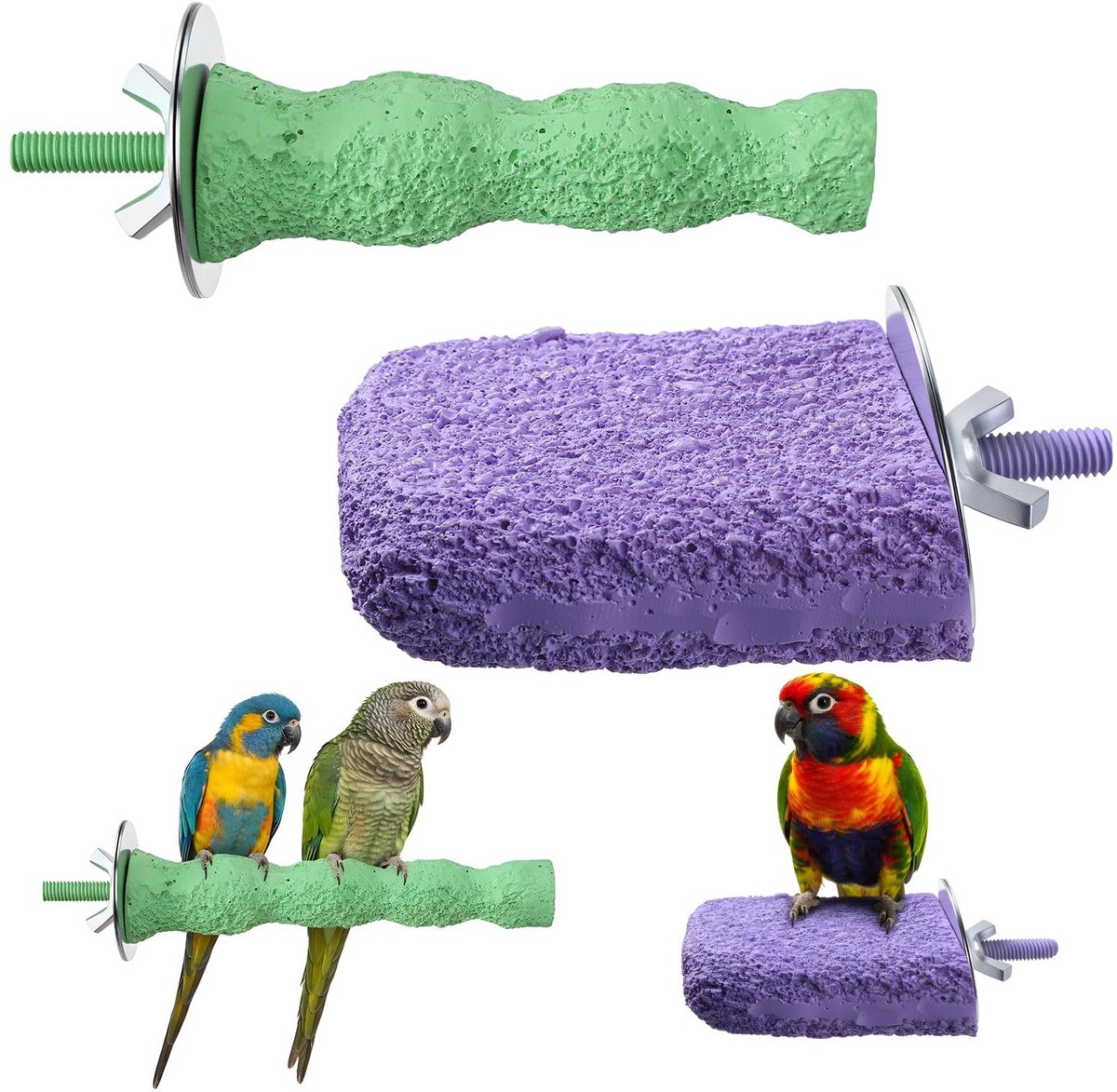 MTTproducts- Slijpsteen Duurzaam - Slijpsteen voor Messen - Slijpsteen voor Papegaaien - Slijpsteen voor Parkieten - Slijpsteen Set - 2 Stuks - Vogelaccessoires