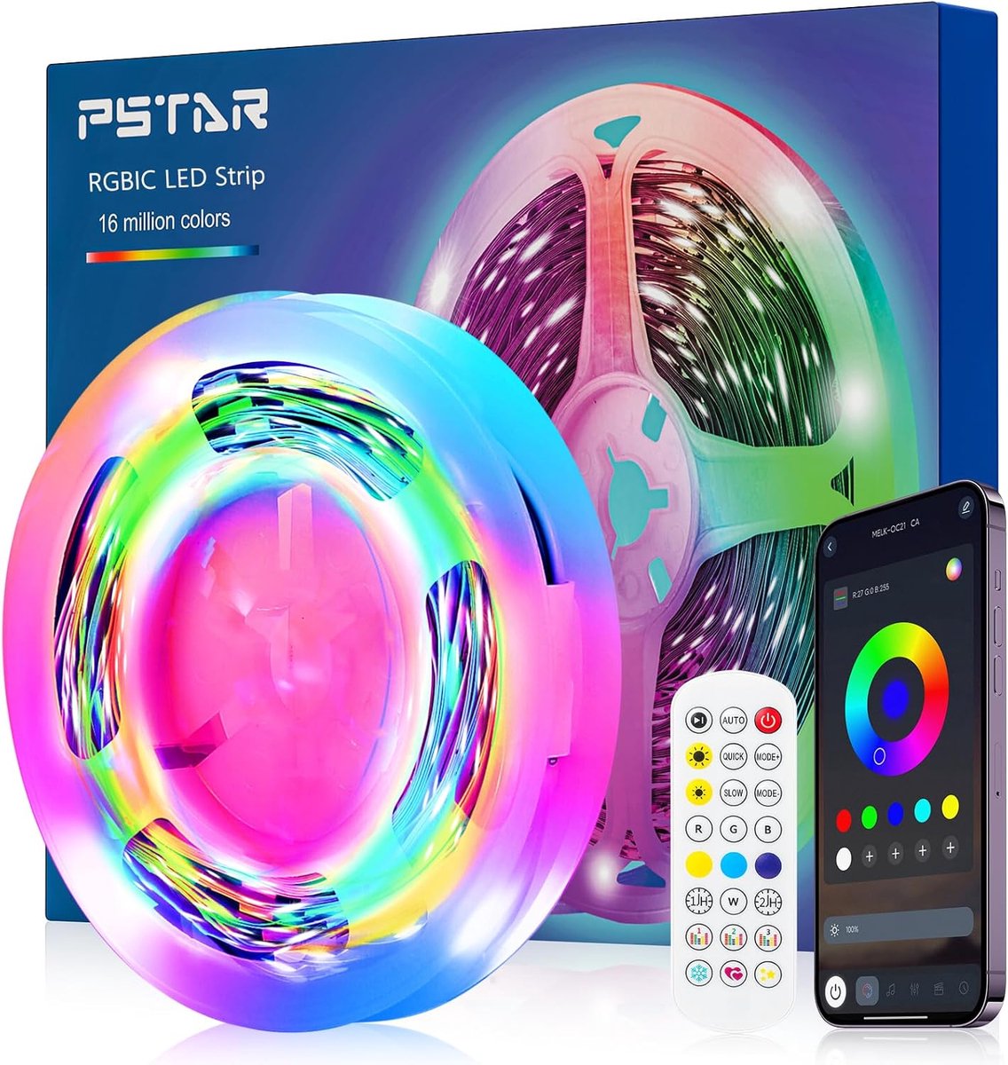 TV Backlight 3m LED Strip Lights with APP and Remote Control Colour Changing USB Music Sync for 45 to 65 Inch TV and PC