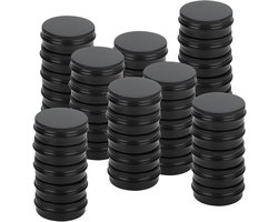 JAPCHET 40 Pcs 30ml Black Aluminum Cans, 1 oz Round Metal Tin Jars, Empty Travel Containers with Screw Lid for Makeup, Candles, Jewelry