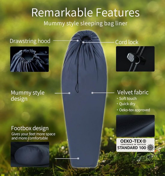 Thermische Slaapzak Voering - Thermolite Mummystijl voor Kamperen & Reizen — afbeelding 2