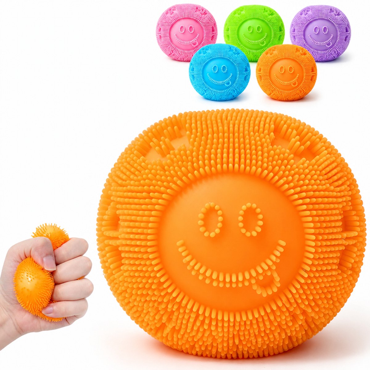 Oneay Fuzz Ball Squishy Stressbal – Sensorisch Friemelspeelgoed, Zachte Knijpspeelgoed tegen Stress en Angst, Anti Stress Speelgoed voor Kinderen en Volwassenen,Orange