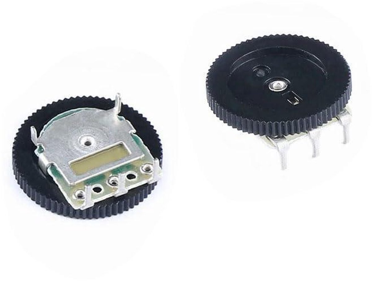 Potentiometer Set - Variabele Weerstand - Elektronica Reparatie - Dubbele Draaiknop - 16mm Diameter - Zilver
