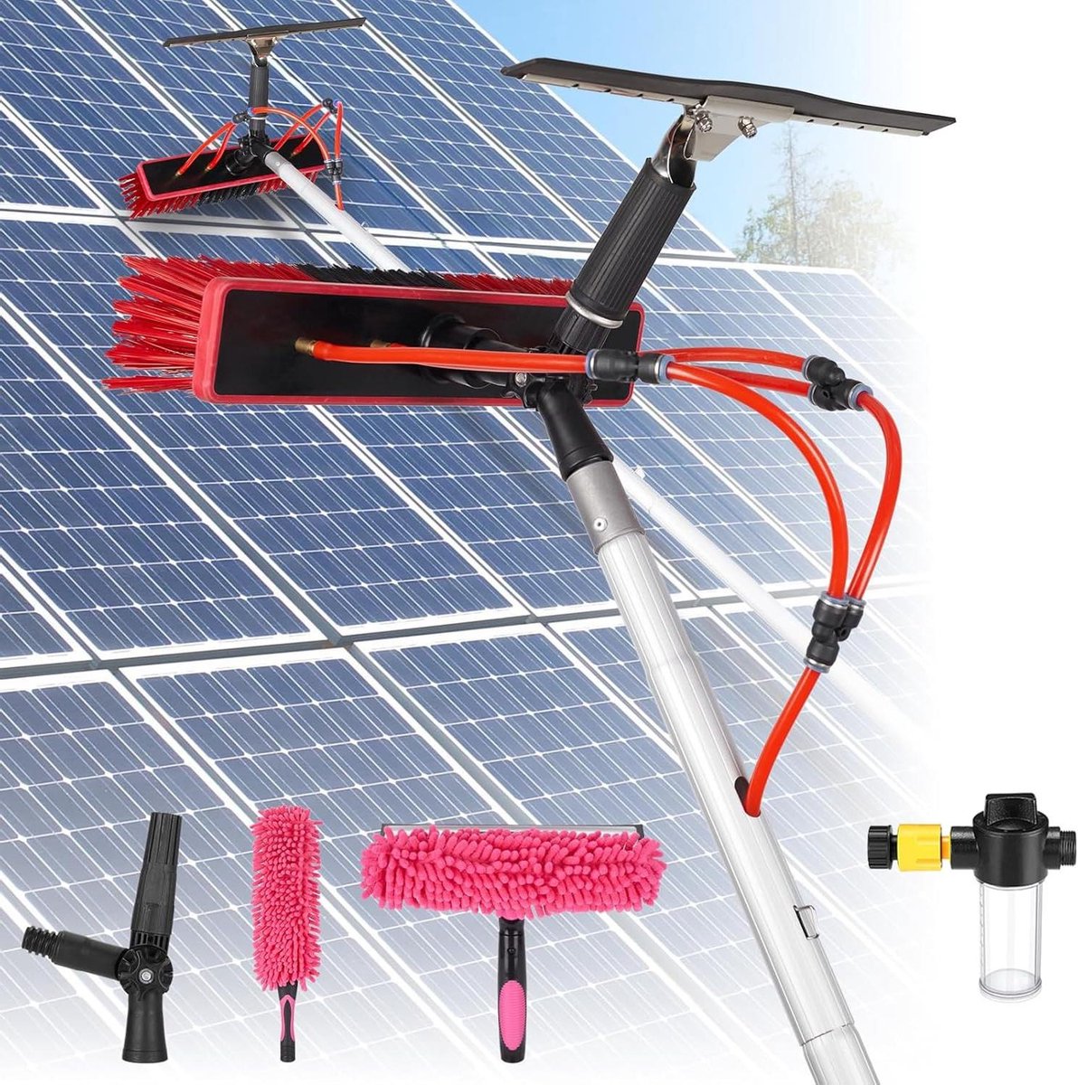 Raamreinigingsset - Waterstang Set - Ramen Schoonmaken - 4-in-1 Gereedschap - 8 meter - Aluminium