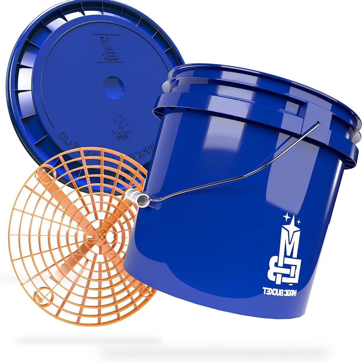 Wasemmer Set - Schuitemmer Vuilzeef - Auto Reinigen - Met Grit Guard - 13 Liter - Blauw Oranje