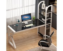 Hoekbureau met opbergruimte - L-vormige tafel - Thuiswerken en studeren - Ruimtebesparend ontwerp - 100 cm - Zwart Wit