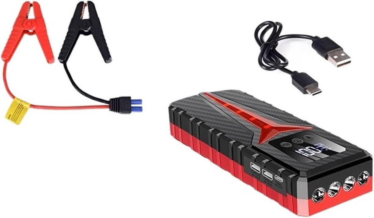 Auto Jump Starter - Acculader Noodstroom - Voertuig Starten - 8000A Piekstroom - 12V - Zwart