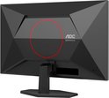 Zijaanzicht van de achterkant van een zwarte AOC gaming monitor met rode cirkel.