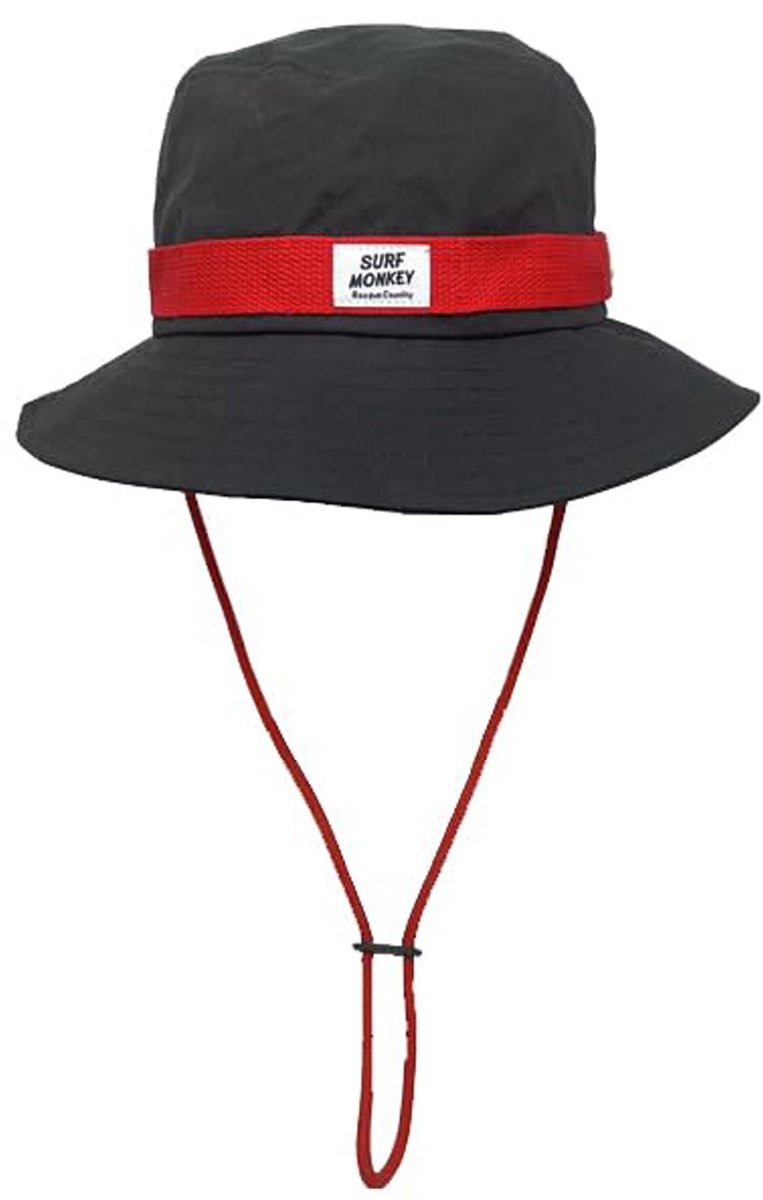 Boonie Hat vissersmuts met koord dames / heren - One size (Zwart )