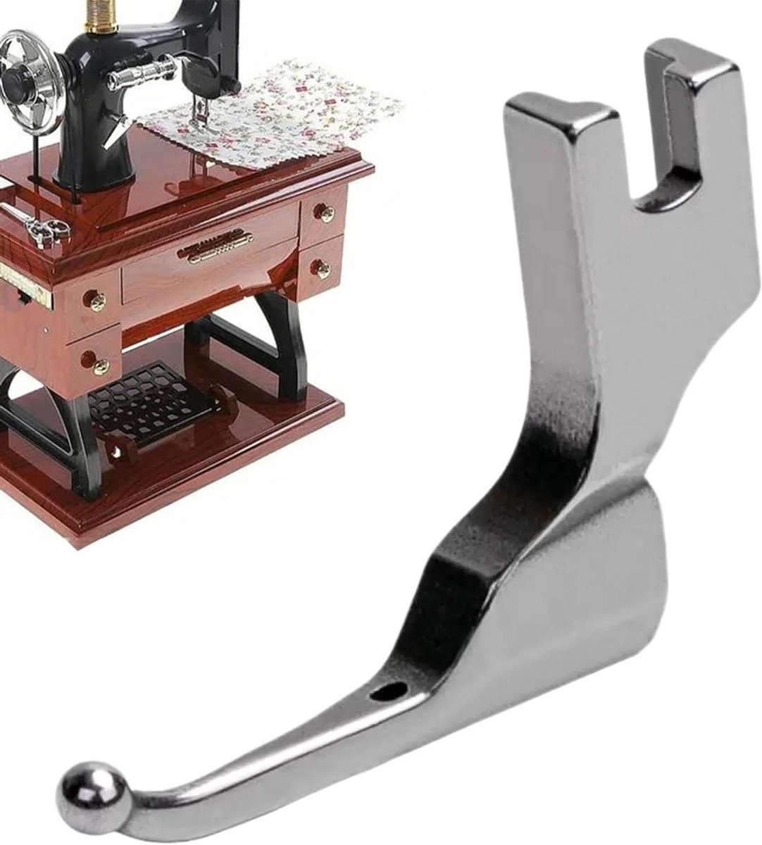 Naaivoet - Naaimachinehulpstuk - Decoratief Naaien - Anti-Curl Technologie - 3.4x3x0.6cm - Zilver
