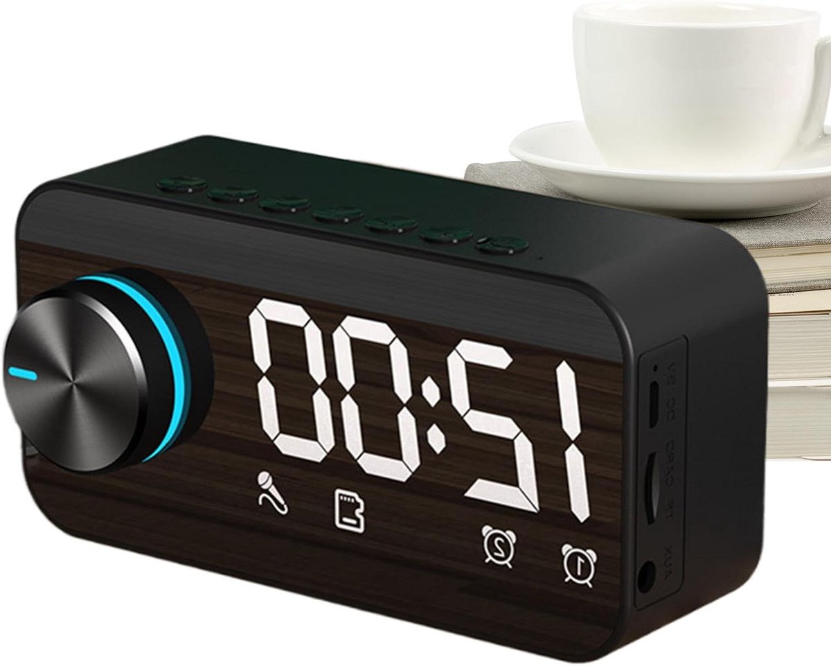 Slimme Wekker - Digitale Klok - Tijd Beheer - HD Spiegel Touchscreen - 47mm - Zwart