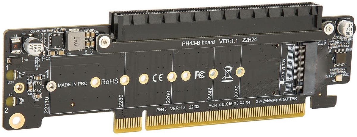 OmGoods - Dailygoody - Pcie X16-Uitbreidingskaart - M.2 NVMe-controller - Sterk en duurzaam - 6 Poorten - Compatibel met PCIe 4.0 en 3.0 - Geschikt voor PC's - ..