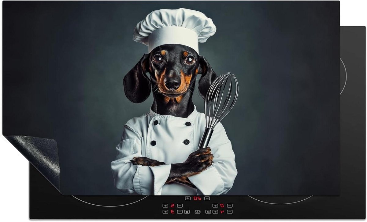 Inductie Beschermer - Kookplaat Afdekplaat - Extra Werkruimte Creëren - Unieke Foto Print - 90x52 cm - Hond Garde Kok