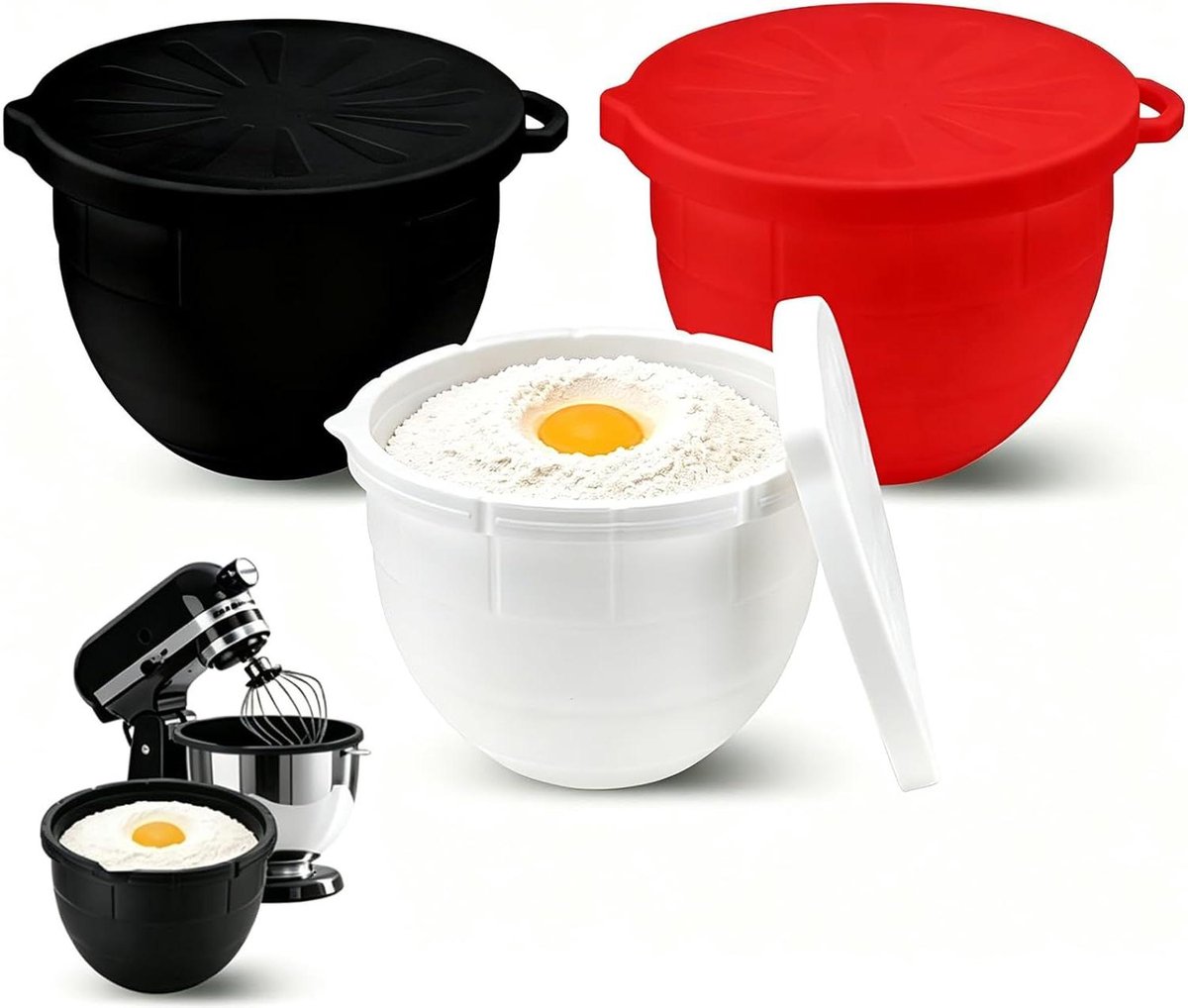 Siliconen Kominzetstuk Mixer Kom Liner Keuken Voorbereiding Voedselveilige Siliconen 5 Qt Rood Zwart Wit