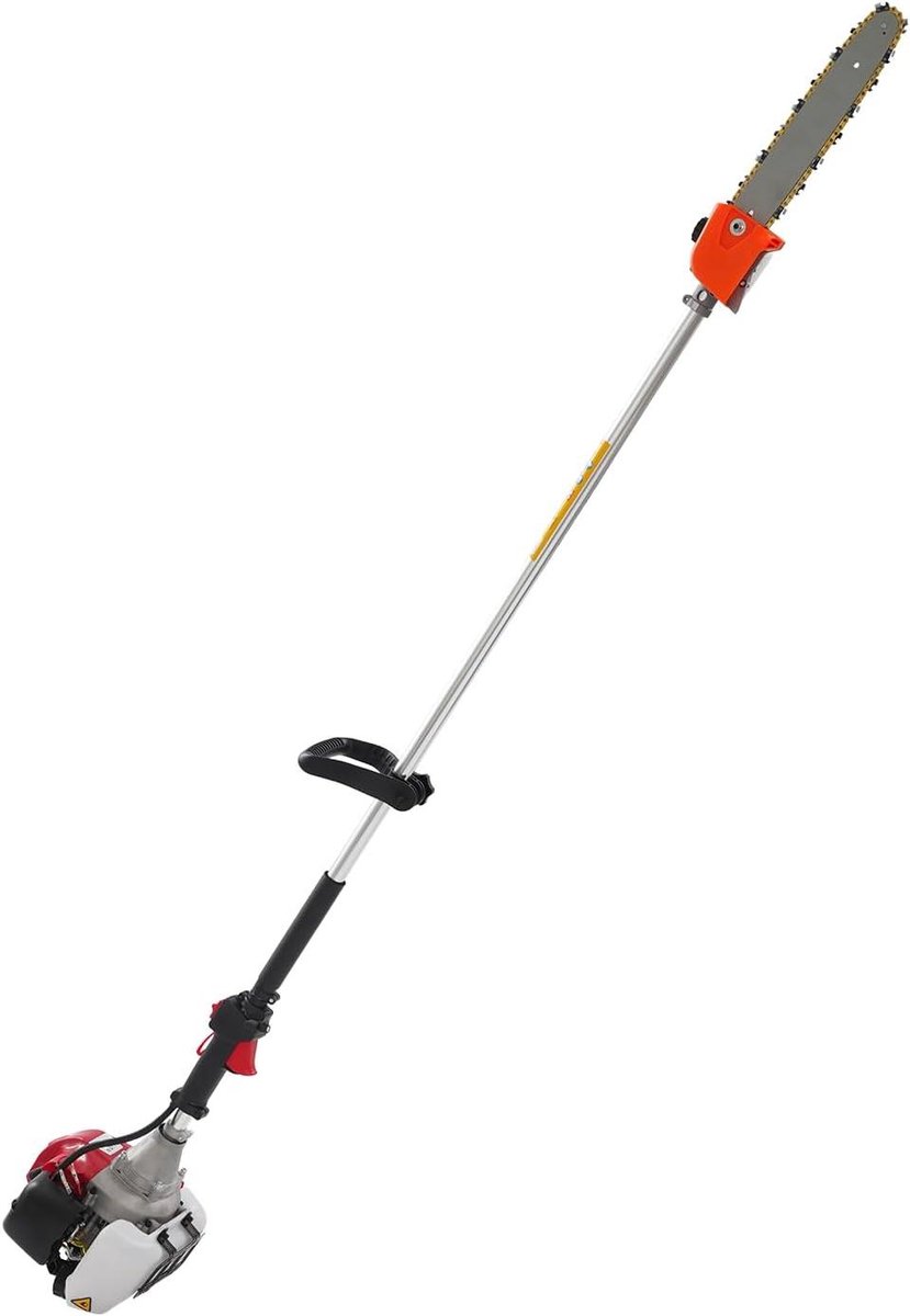Heggenschaar Kettingzaag Kombi - Heggentrimmer Snoeizaag - Tuinonderhoud Snoeien - Telescopische Stang - 1.5 meter - Rood Zwart Zilver