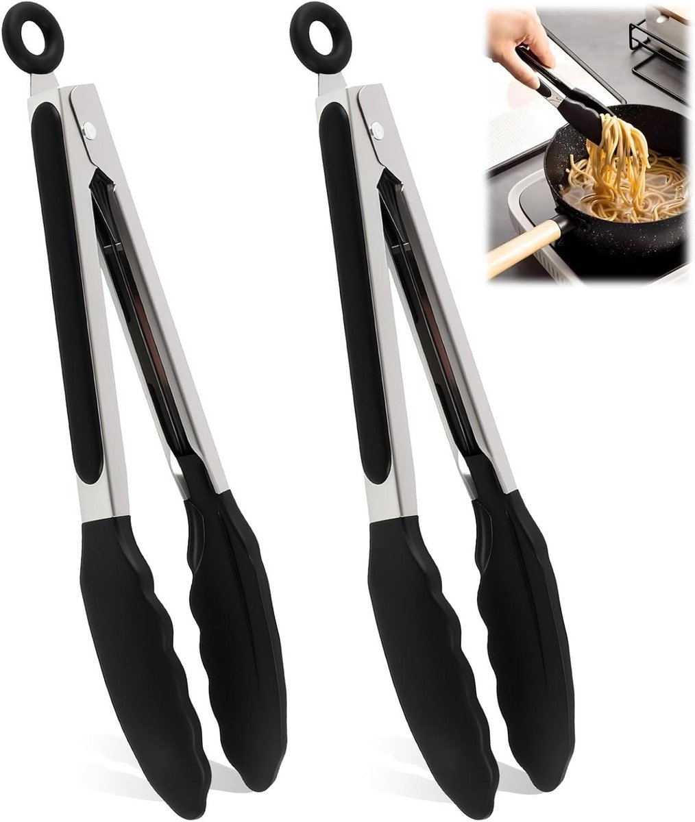 Keukentang - Kooktang - Veilig Koken - Hittebestendig Siliconen - 28 cm - Zwart
