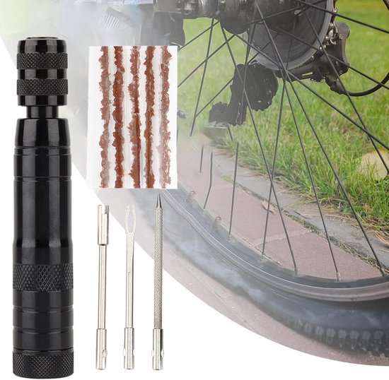 Banden reparatieset - Fiets motor reparatie - Onderweg banden plakken - Compact en draagbaar - 11 cm lengte - Zwart — afbeelding 5