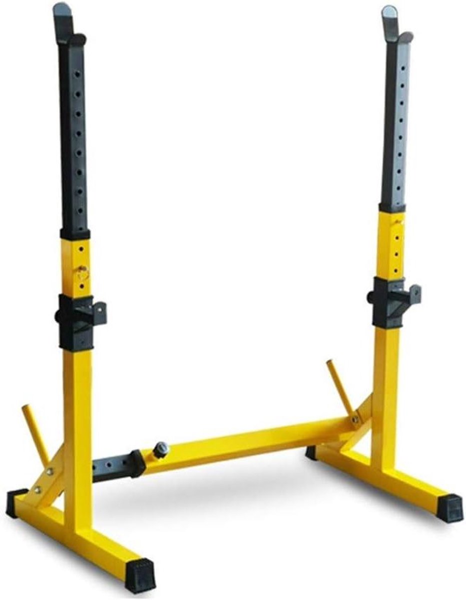 Krachtstation Squat Rack - Fitness Stelling - Kracht Training - Verstelbare Hoogte Breedte - 81-131 cm Hoog - Zwart