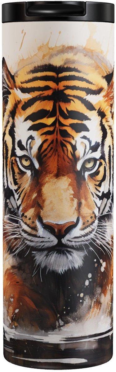 Rennende Tijger Aquarel - Thermosbeker 500