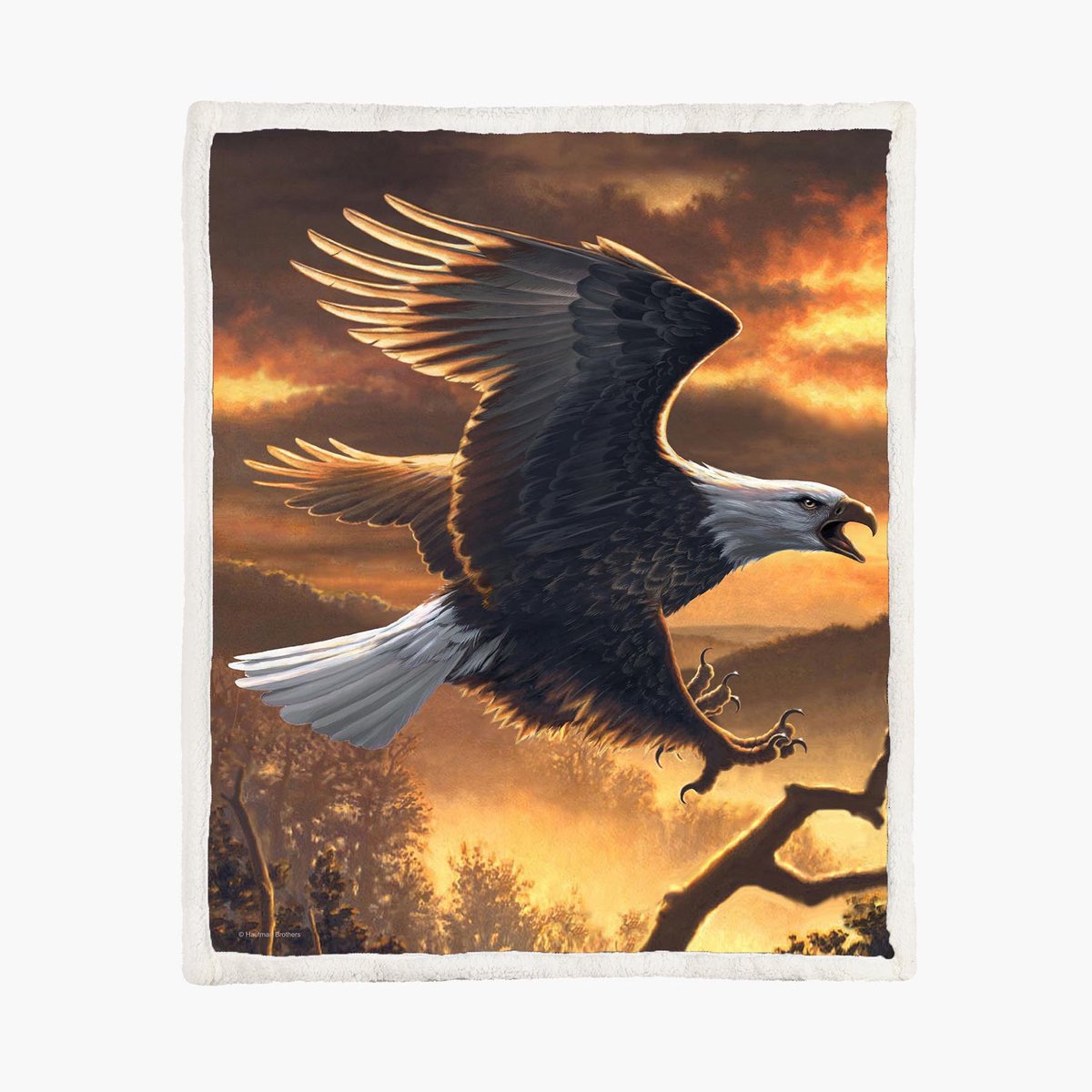 Adelaar Fleece Deken 130*150cm Sunset Bald Eagle
